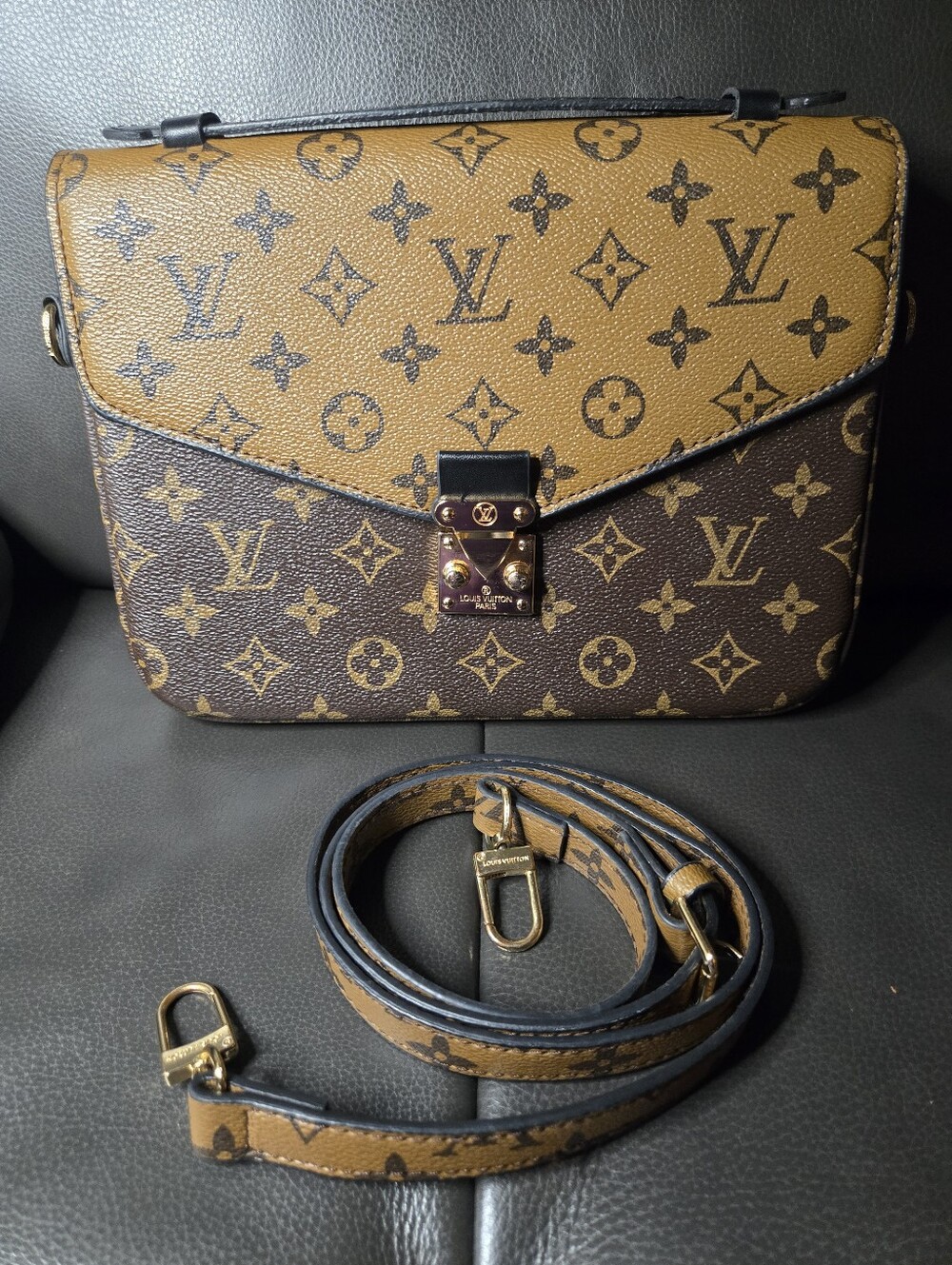 Two Tone Brown Reverse Monogram Crossbody Bag (#1)